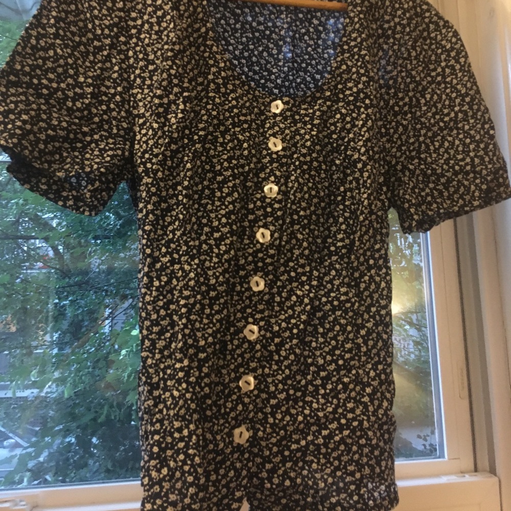 Vintage 40s navy floral blouse,like Rouje
